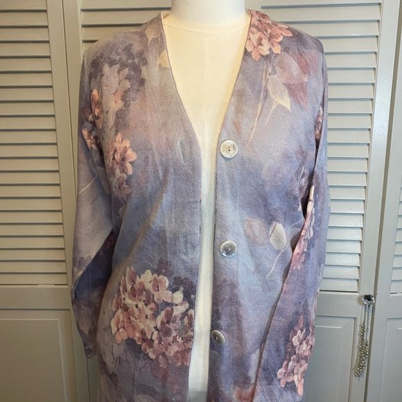 GABRIELLA T. ITALIAN MERINO WOOL BLEND LONG LINE CARDIGAN - Picture 4 of 7